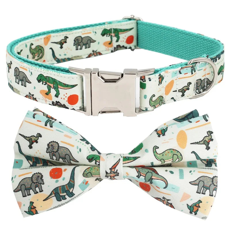 Roaring Style: 2-Piece Dinosaur Print Pet Harness Set for Trendy Pets