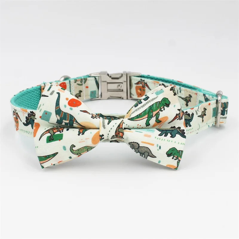 Roaring Style: 2-Piece Dinosaur Print Pet Harness Set for Trendy Pets